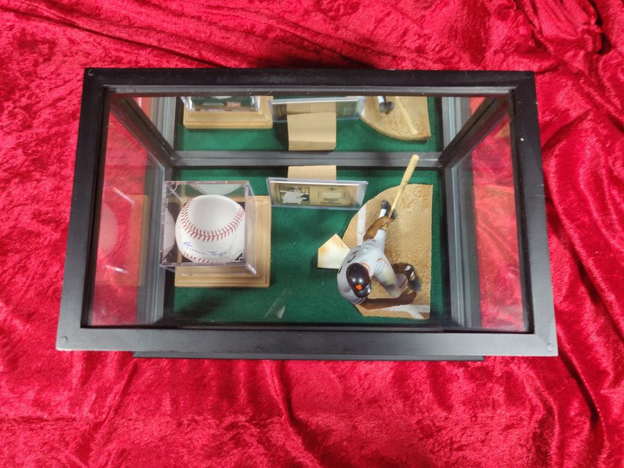 Willie Mays Shadowbox w/ Signed Baseball, Card, and Figure