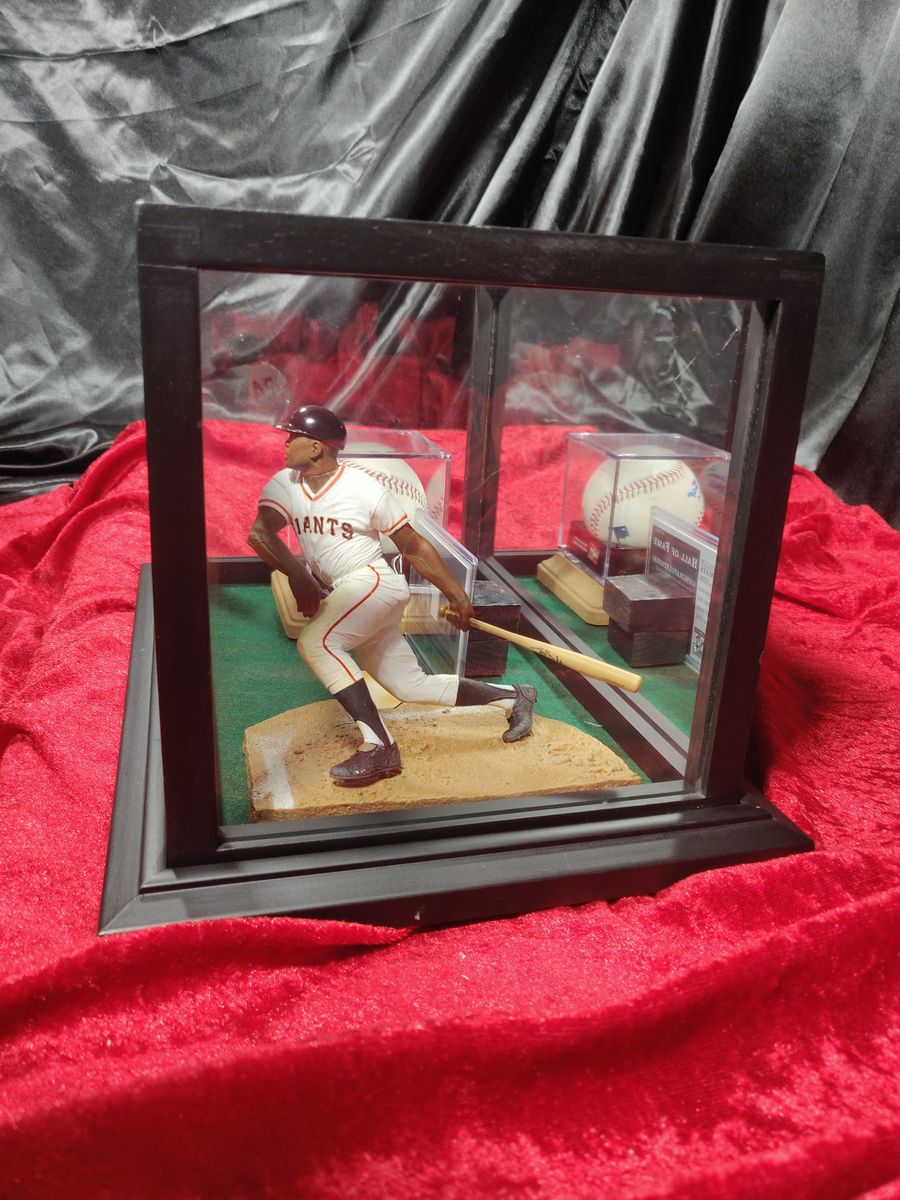 Willie Mays Shadowbox w/ Signed Baseball, Card, and Figure