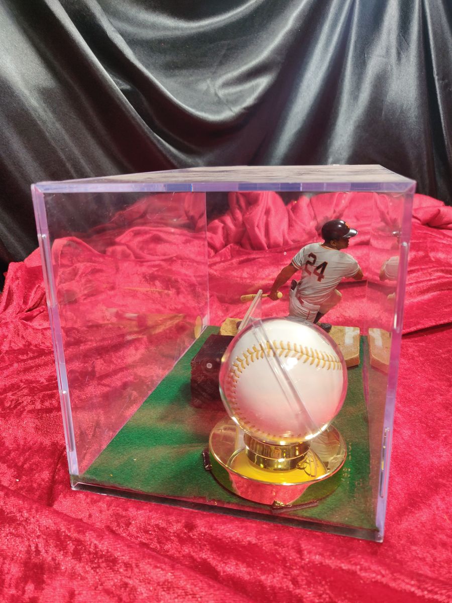 Willie Mays Shadowbox w/ Signed Baseball, Card, and Figure