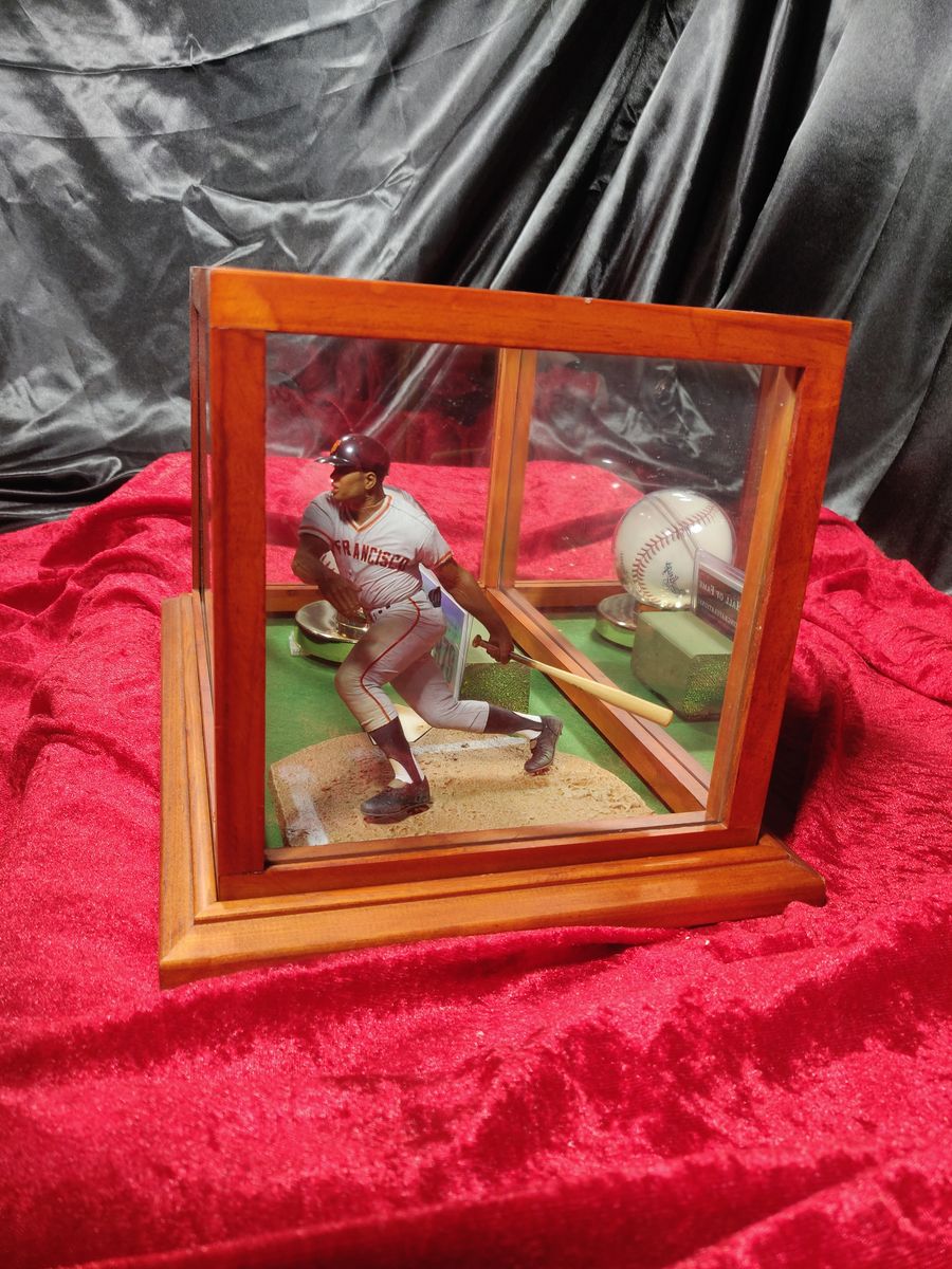 Willie Mays Shadowbox w/ Signed Baseball, Card, and Figure