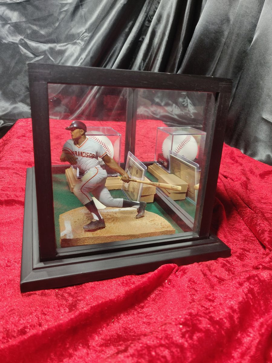 Willie Mays Shadowbox w/ Signed Baseball, Card, and Figure