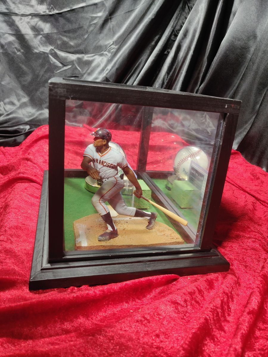 Willie Mays Shadowbox w/ Signed Baseball, Card, and Figure