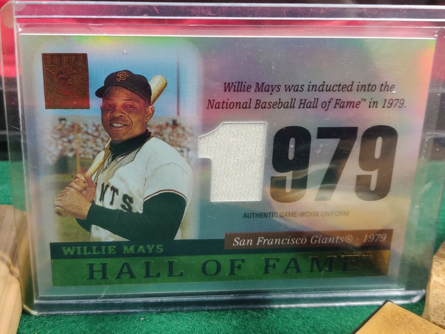 Willie Mays Shadowbox w/ Signed Baseball, Card, and Figure