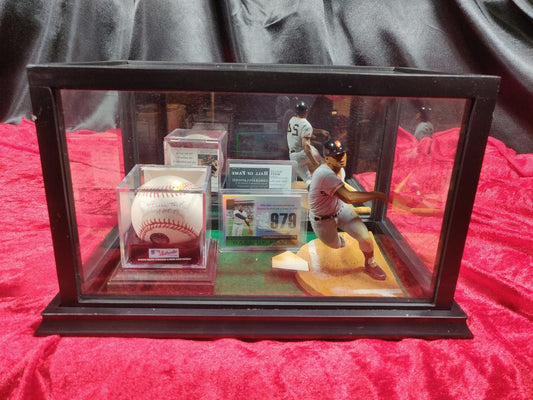 Willie Mays Shadowbox w/ Signed Baseball, Card, and Figure