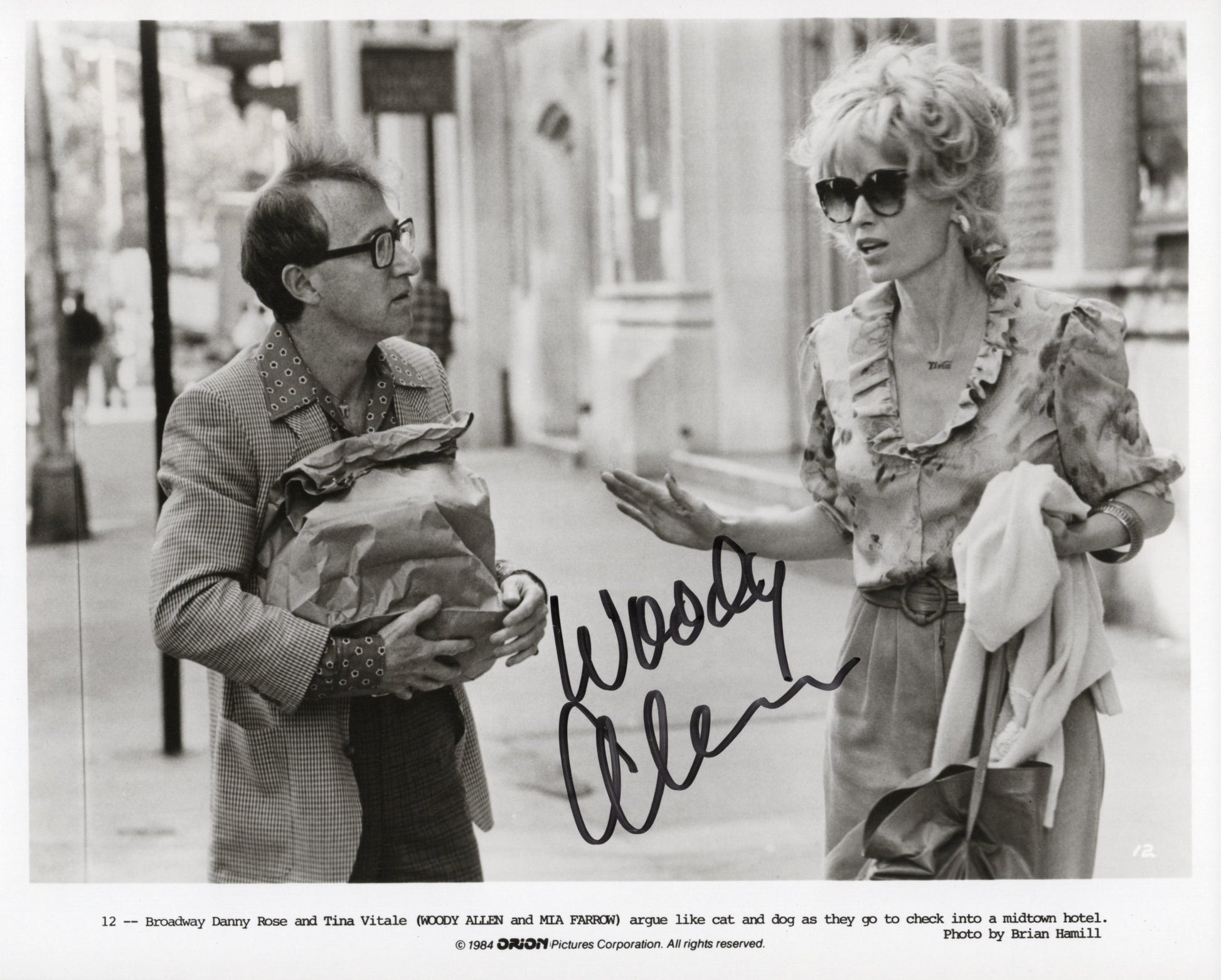 Woody Allen Signed Photo 8x10 – Broadway Danny Rose, Secretarial Signature