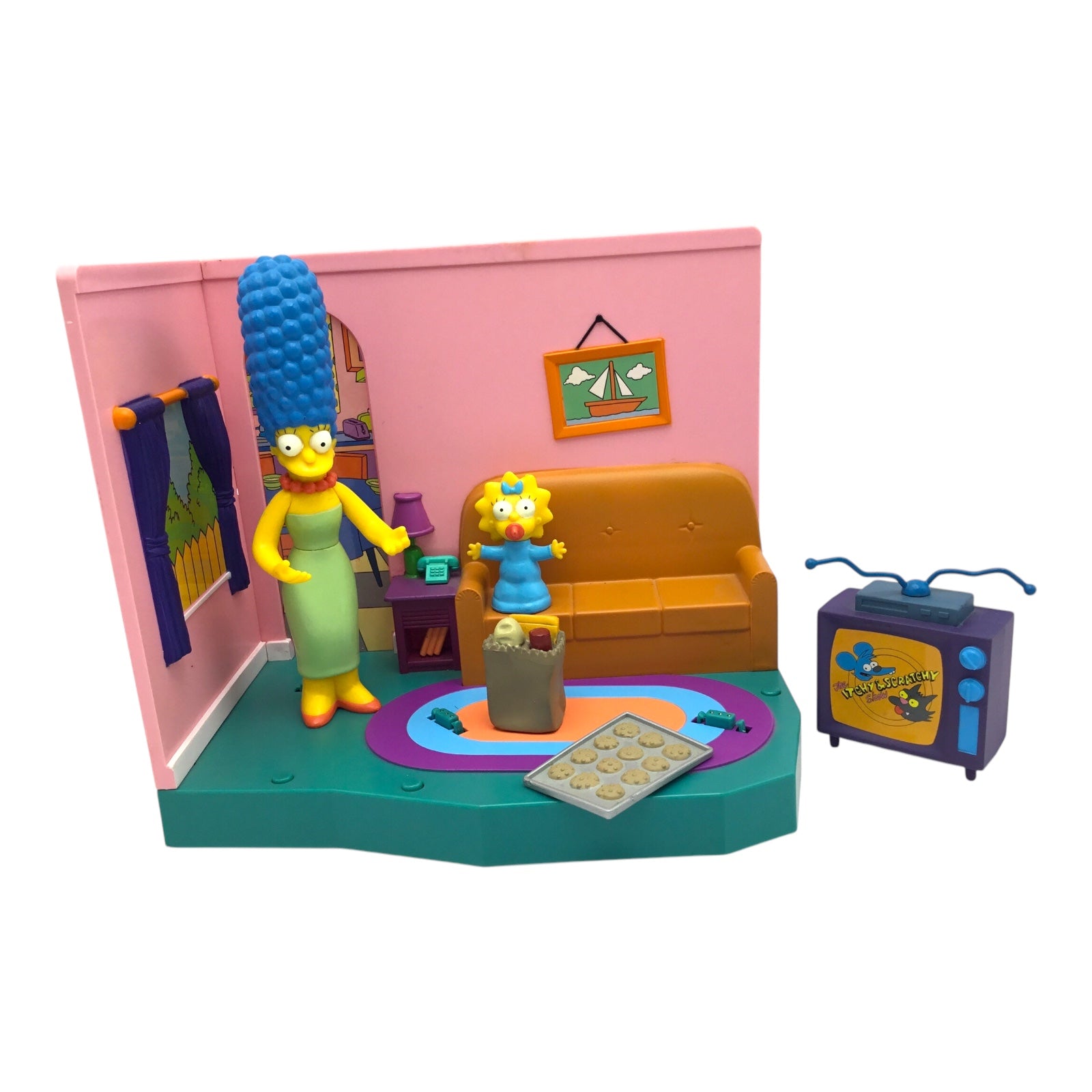 World of Springfield The Simpsons Living Room Interactive Playset Playmates, Loose