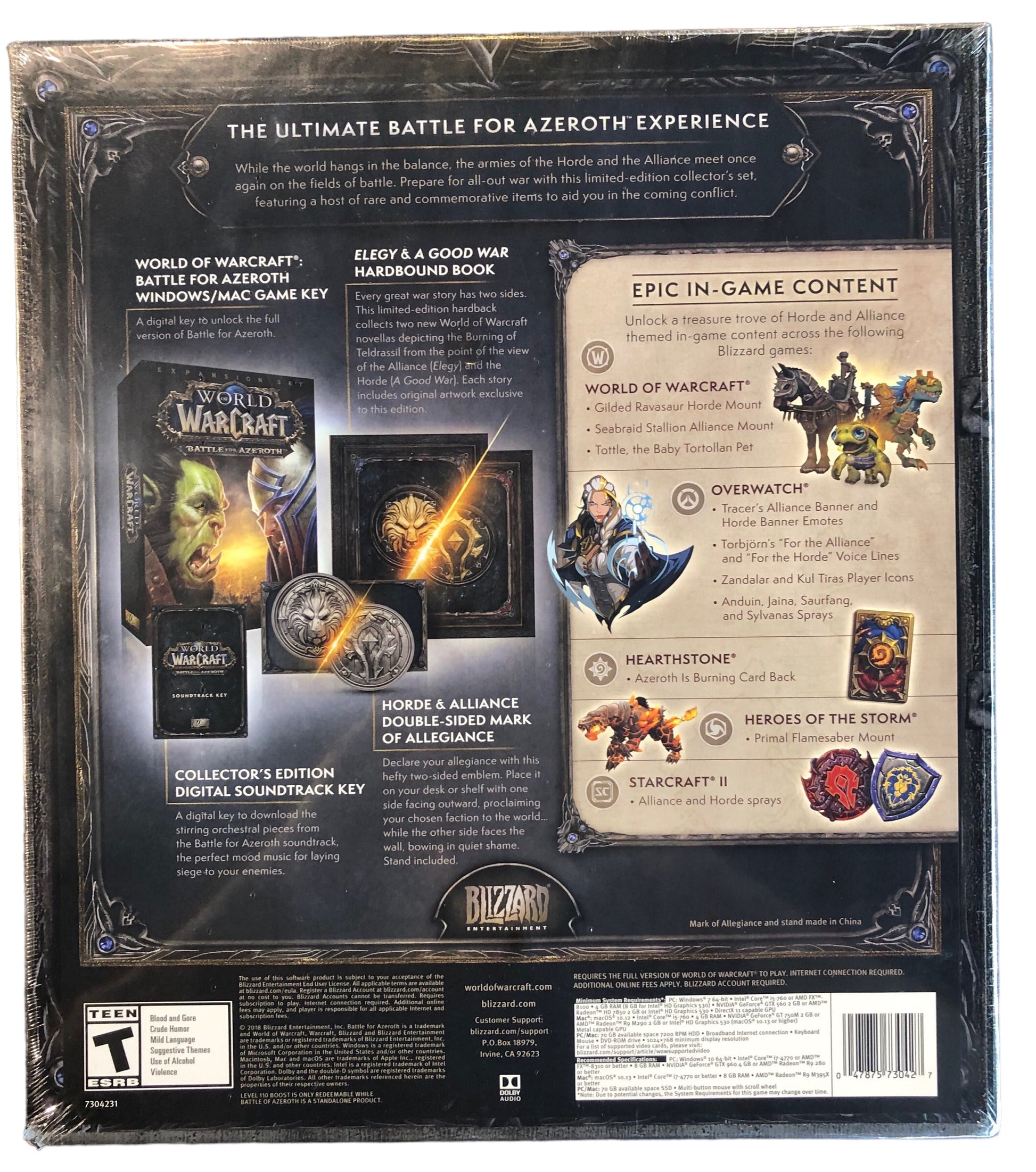 World of Warcraft Battle for Azeroth Collector's Edition Windows/Mac Factory Sealed