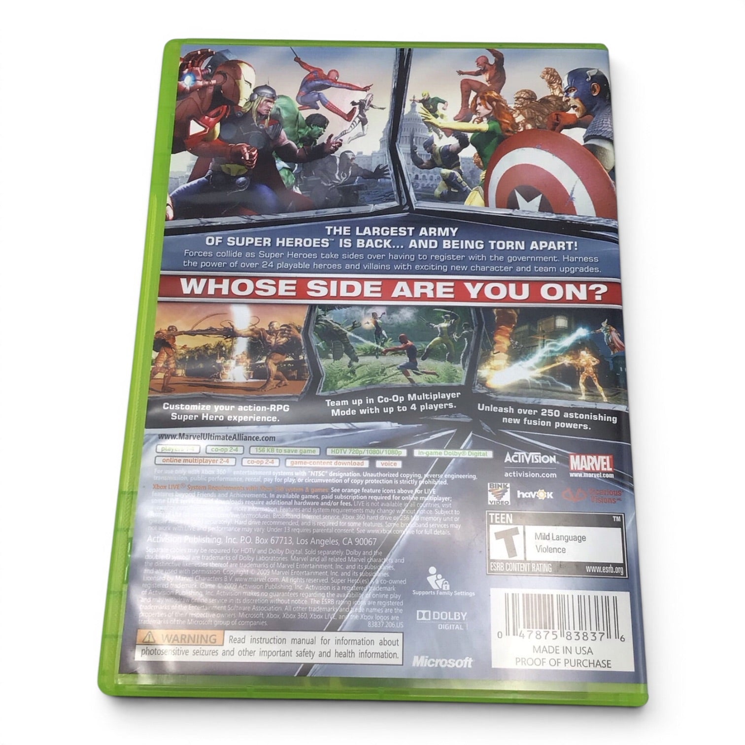 Xbox 360 Marvel Ultimate Alliance 2 w/ Limited Edition Comic Book