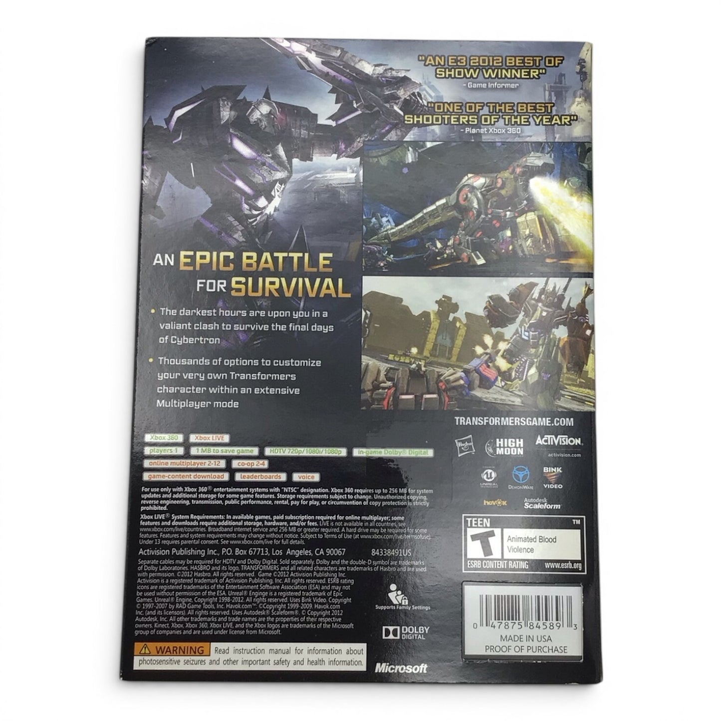 Xbox 360 Transformers Fall of Cybertron