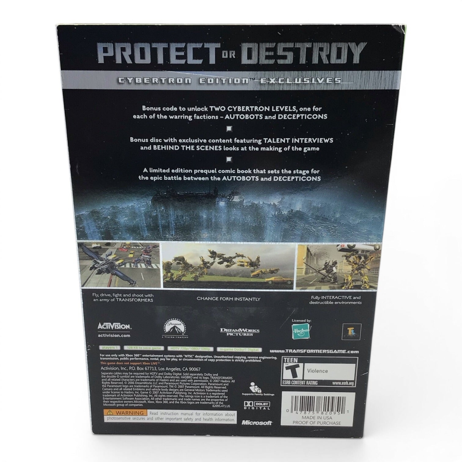 Xbox 360 Transformers The Game Cybertron Edition