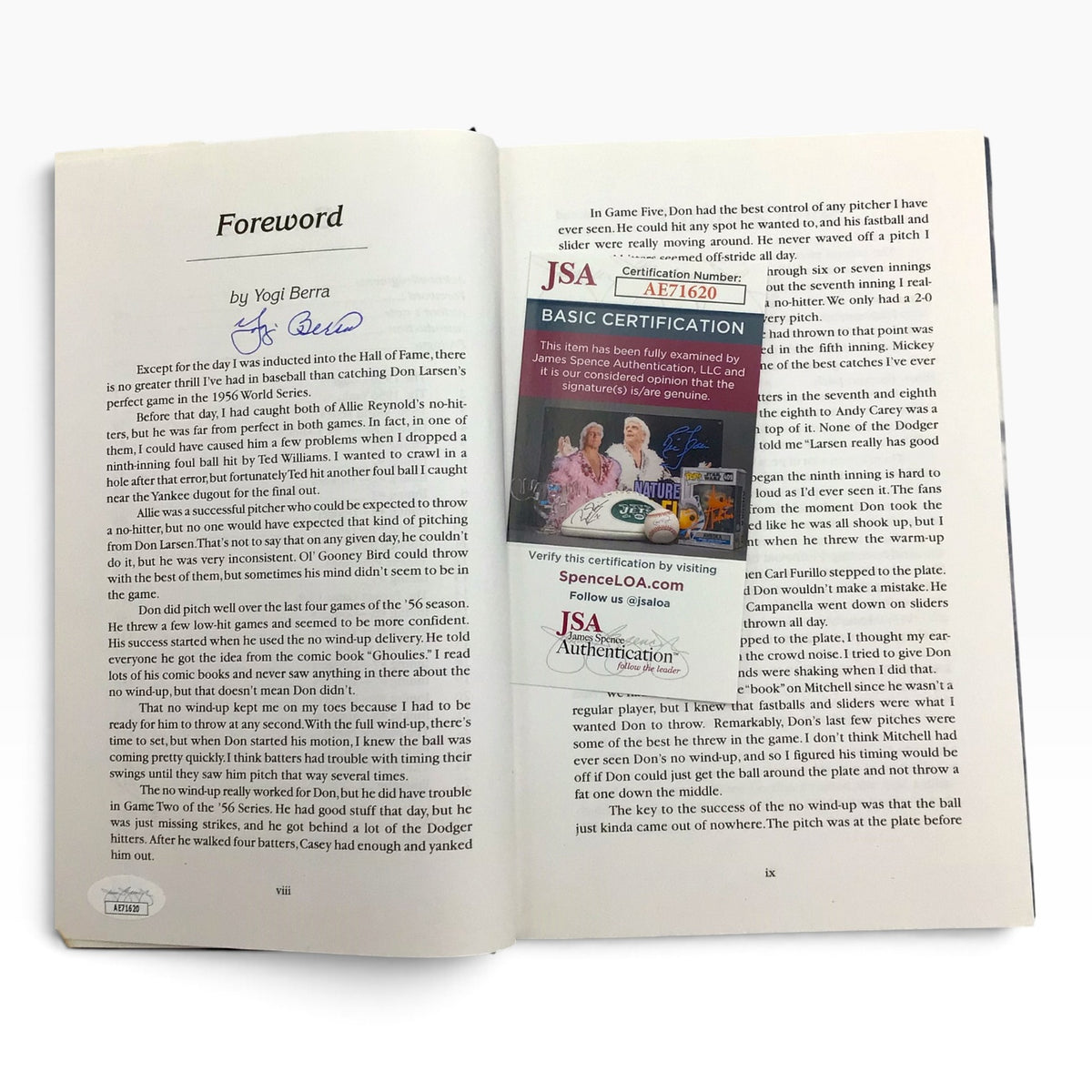 Yogi Berra & Don Larsen Signed The Perfect Yankee – 1996 Hardcover Baseball Book - JSA Certificates