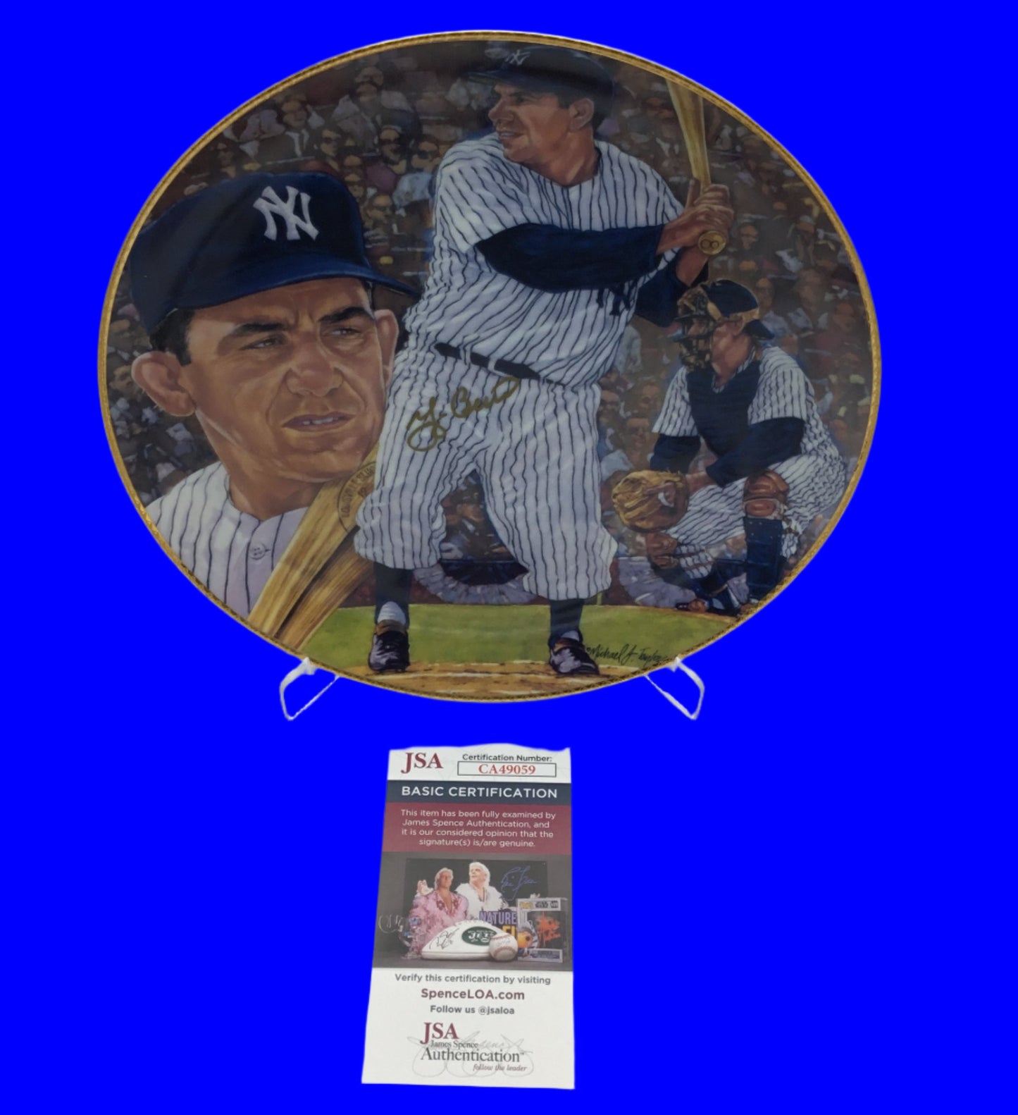 Yogi Berra It Ain't Over Autographed JSA Certified Gartlan Plate #1411